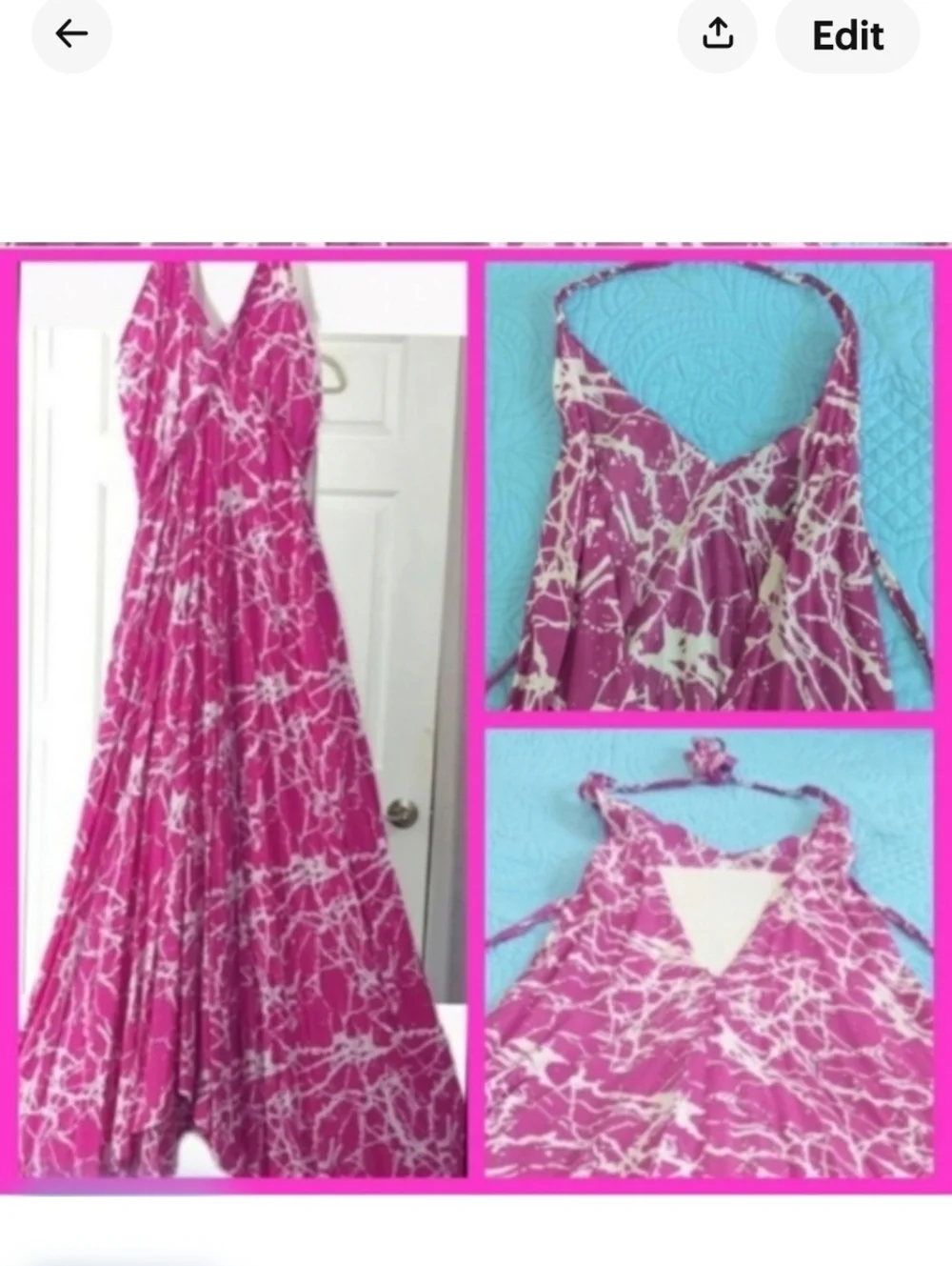 Pink Maxi Dress Backless Halter Beachwear Lounge wear - Picture 2 of 7